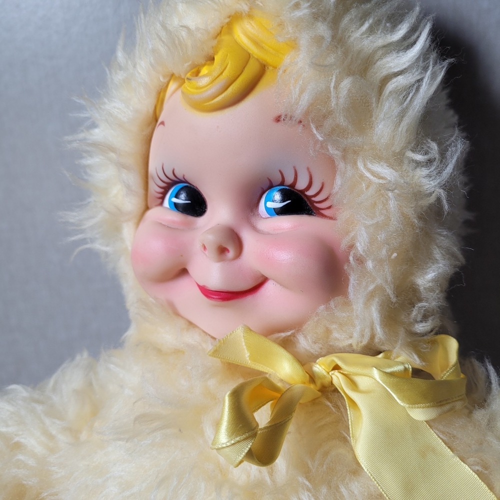 Vintage Rushton Star Creation Yellow Star Baby Rubber Face Plush‎ Doll HTF MINTY